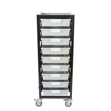 STORSYSTEM Commercial Grade Mobile Bin Storage Cart with 9 Gray High Impact Polystyrene Bins/Trays CE2097DG-9SLG